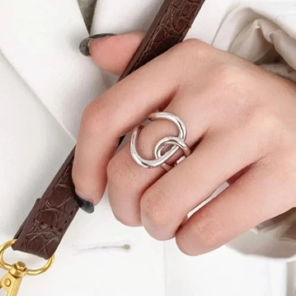 Minimalist 925 Sterling Silver Geometric Ring - Picture 1 of 6